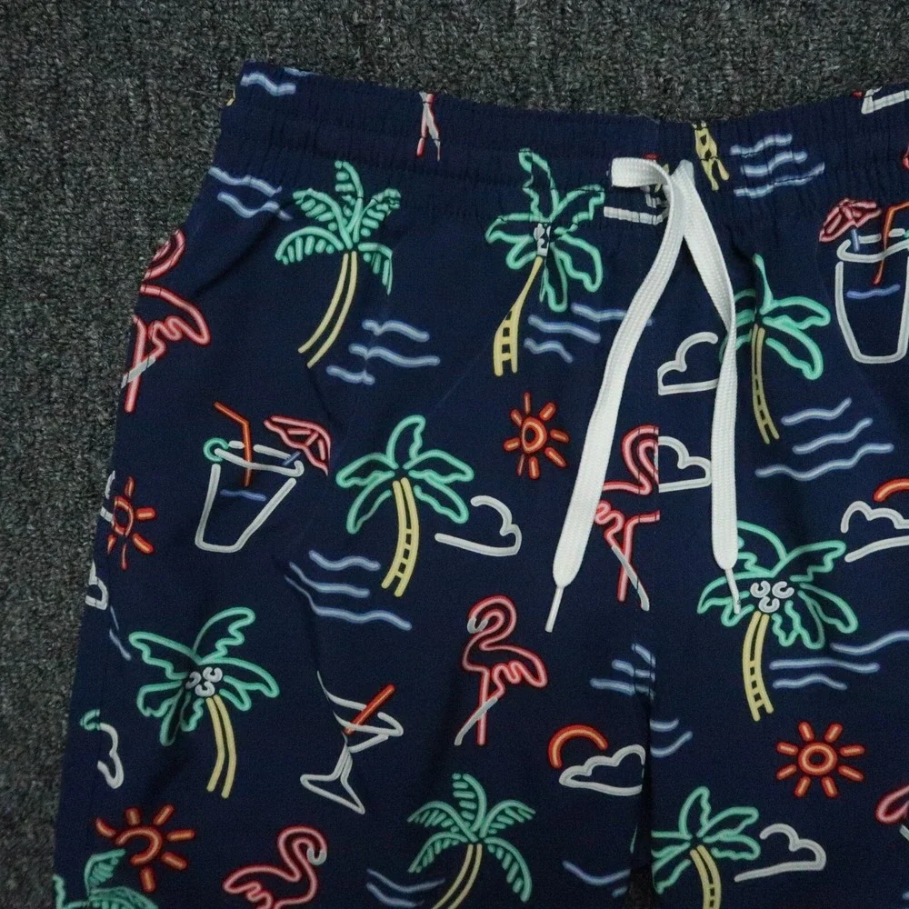 Chubbies Swim Trunks‎ Small Blue Neon Lights Tropical Lined Shorts 7